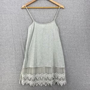 Origami by Vivien Blouse Womens Small Gray Cami Top Lace Hem Tunic